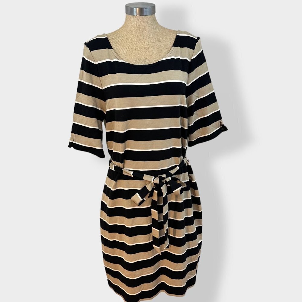 Banana Republic Stretch Knit Striped Waist Tie Dress XL